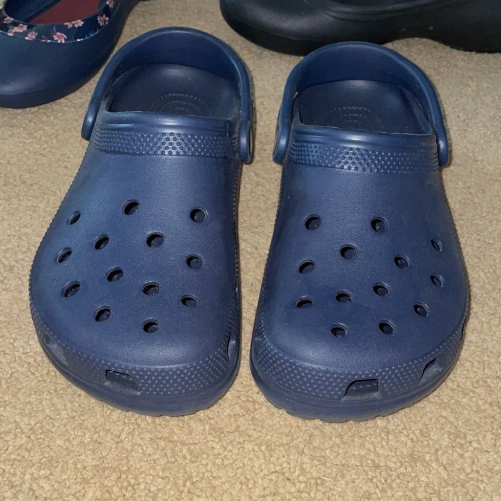 Navy blue classic crocs size 9